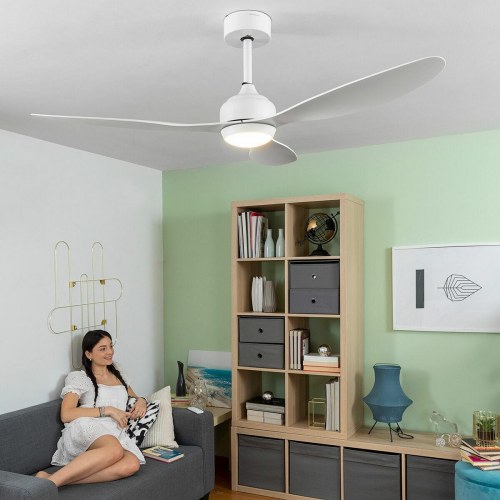 Flaled loftsventilator med LED-lys - hvid, 52" (Ø132 cm), 36 W (OUTLET A)