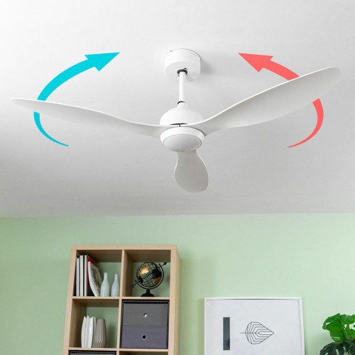 Flaled loftsventilator med LED-lys - hvid, 52" (Ø132 cm), 36 W (OUTLET A)