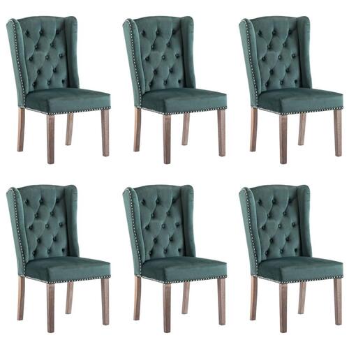 Spisebordsstole 6 stk. velour mørkegrøn