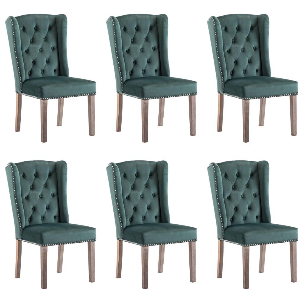 Spisebordsstole 6 stk. velour mørkegrøn