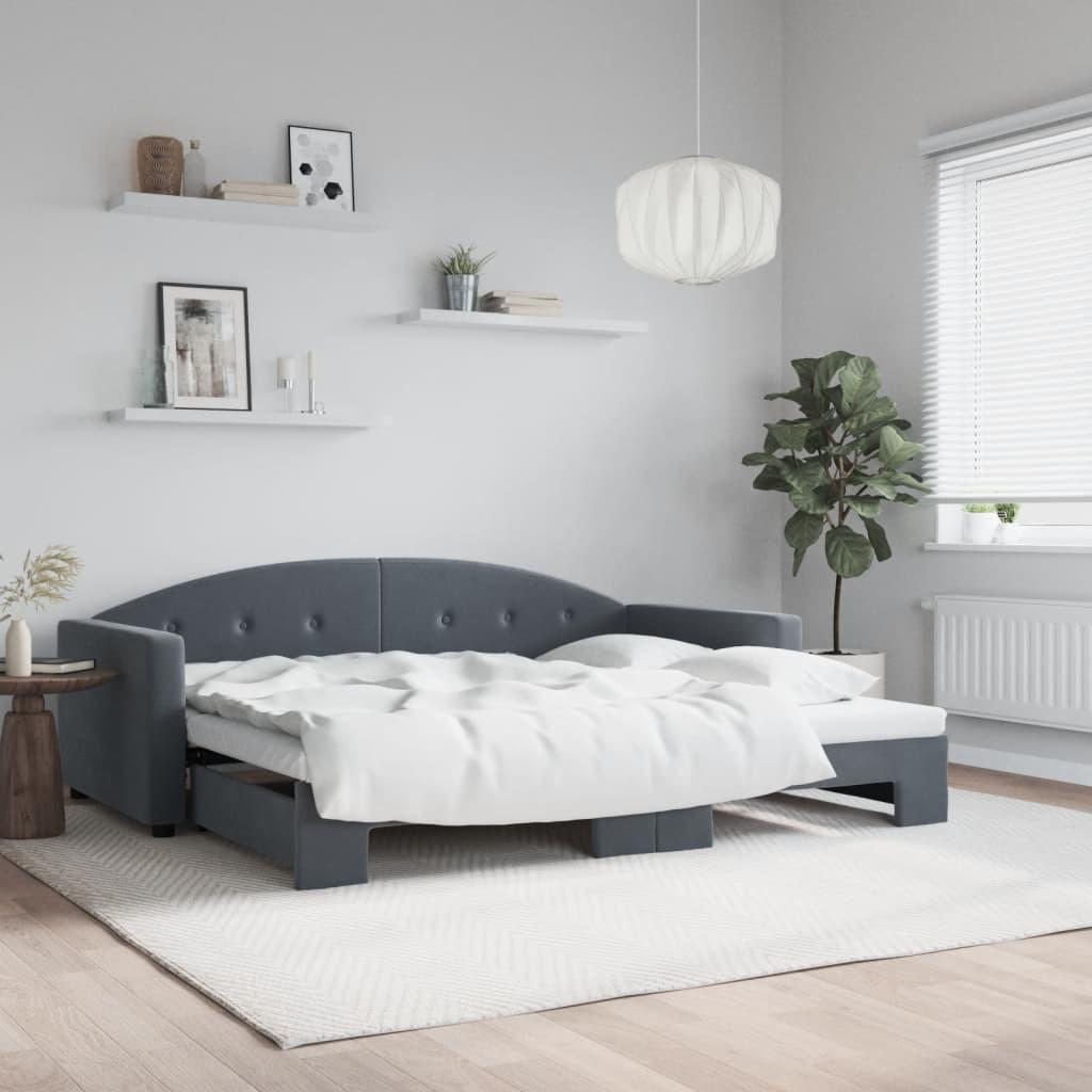 Daybed med udtræk 90x200 cm velour mørkegrå billede