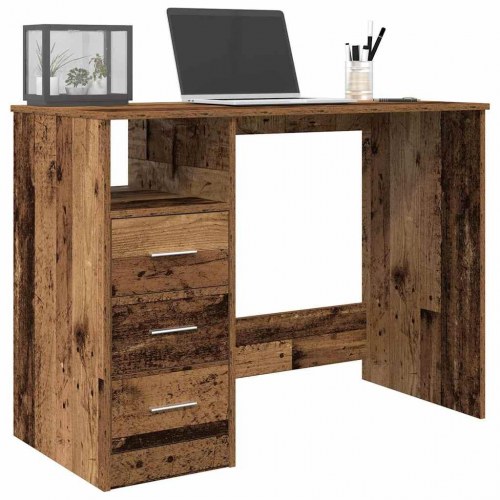 Skrivebord 102×50×76 cm i konstrueret træ - antikt trælook