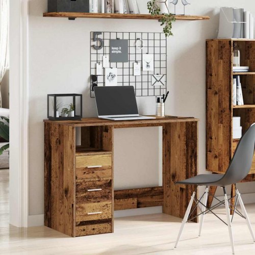 Skrivebord 102×50×76 cm i konstrueret træ - antikt trælook