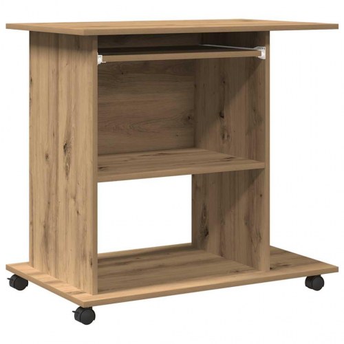 Computerbord på hjul 80×50×75 cm - spånplade i artisan eg