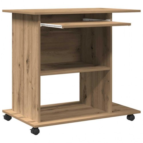 Computerbord på hjul 80×50×75 cm - spånplade i artisan eg