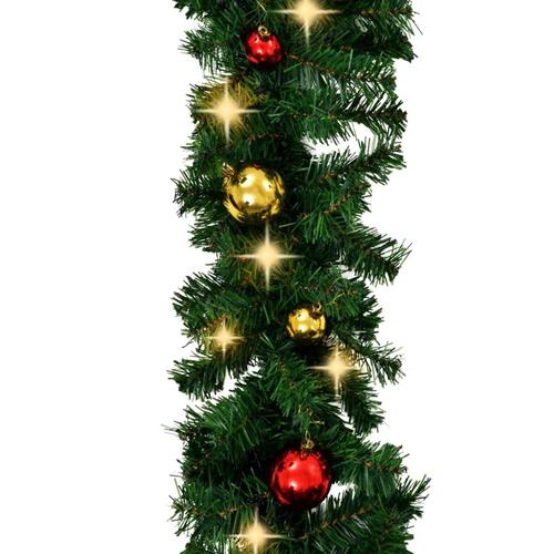 Juleguirlande dekoreret med kugler og LED-lys 5 m