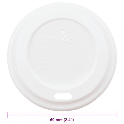 Koplåg til papirkopper 4 oz Ø60 mm - hvid, 1000 stk.
