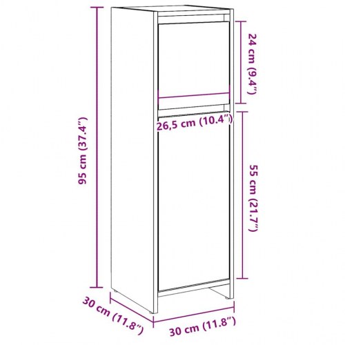 Badeværelsesskab 30×30×95 cm - konstrueret træ, antikt træ