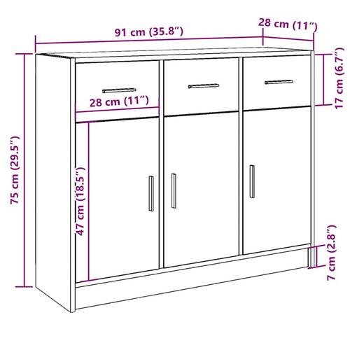 Skænk 91x28x75 cm konstrueret træ kunsteg