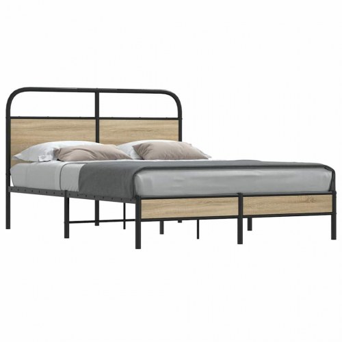Sengeramme 135 x 190 cm med sengegavl - røget eg