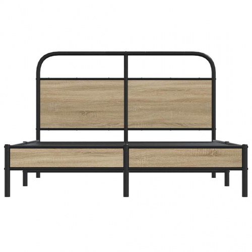 Sengeramme 135 x 190 cm med sengegavl - røget eg