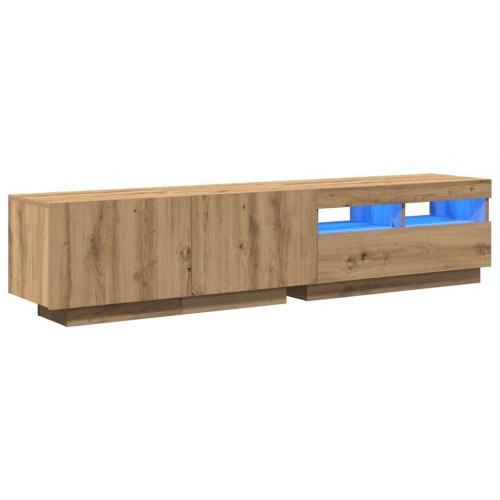 Tv-bord med LED-lys 180×35×40 cm i konstrueret træ - kunsteg
