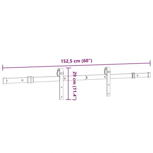 Skinnesæt til skydedør 152,5 cm - stål, sort