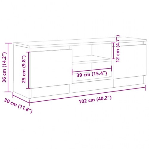 Tv-bord i konstrueret træ 102×30×36 cm - antikt trælook