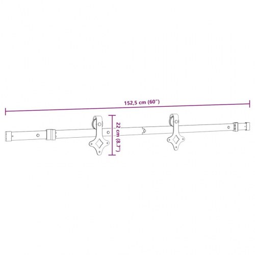 Skinnesæt til skydedør 152,5 cm - stål, sort