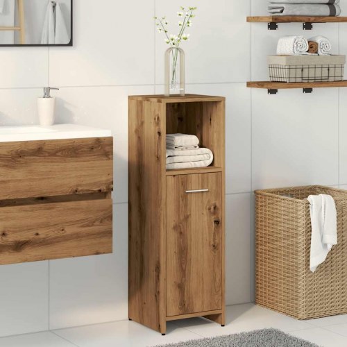 Badeværelsesskab 30×30×95 cm - egetræsfarvet konstrueret træ