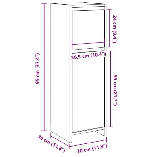 Badeværelsesskab 30×30×95 cm i konstrueret træ - egetræsfarvet