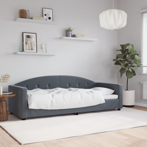 Daybed 80×200 cm i velour - mørkegrå sengeramme/sovesofa