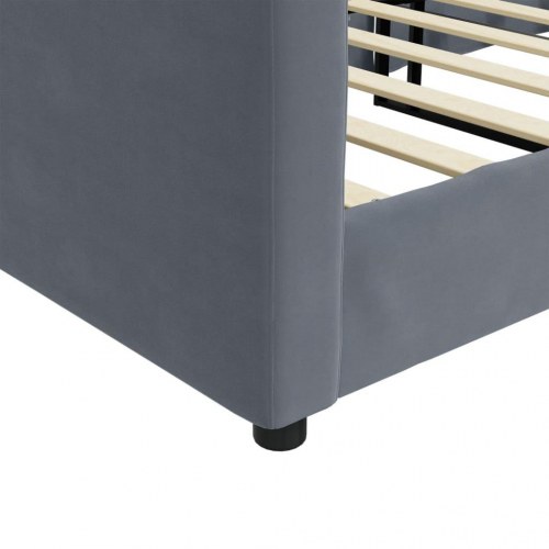 Daybed 80×200 cm i velour - mørkegrå sengeramme/sovesofa