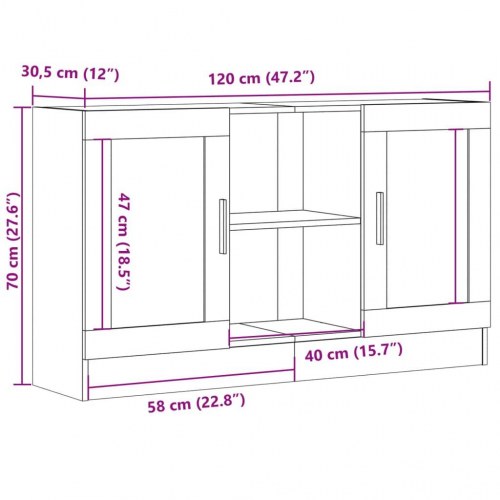 Skænk 120×30,5×70 cm i konstrueret træ - antikt trælook