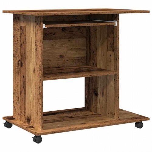 Computerbord på hjul 80×50×75 cm - spånplade i antikt træ
