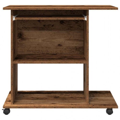 Computerbord på hjul 80×50×75 cm - spånplade i antikt træ