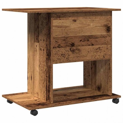 Computerbord på hjul 80×50×75 cm - spånplade i antikt træ