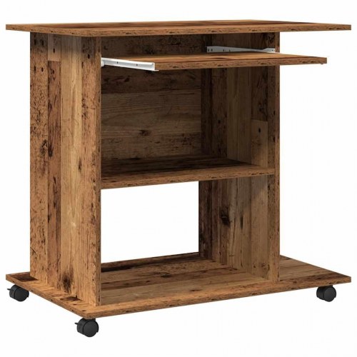 Computerbord på hjul 80×50×75 cm - spånplade i antikt træ