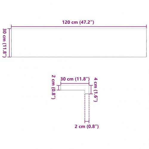Vindueskarme i massivt egetræ - 2 stk, brunsort, 120 × 30 × 2 cm