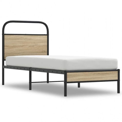 Sengeramme 75 x 190 cm med sengegavl - røget egetræ
