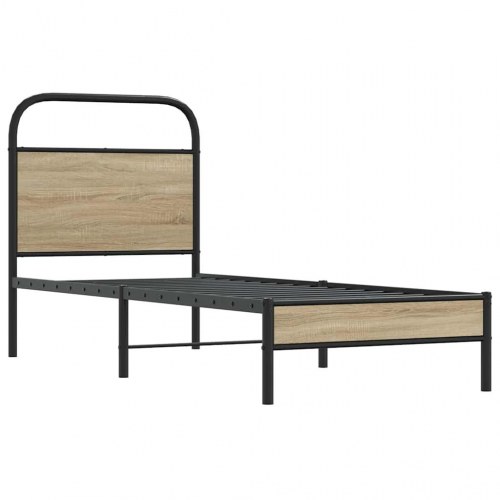 Sengeramme 75 x 190 cm med sengegavl - røget egetræ