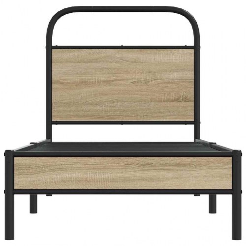 Sengeramme 75 x 190 cm med sengegavl - røget egetræ