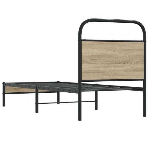 Sengeramme 75 x 190 cm med sengegavl - røget egetræ