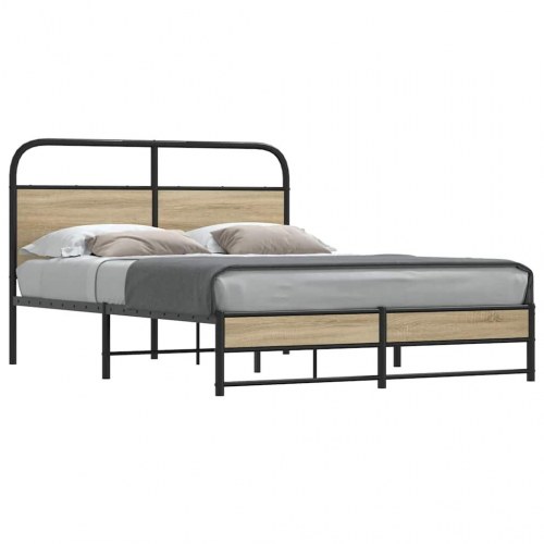 Sengeramme 135 x 190 cm med sengegavl - røget eg