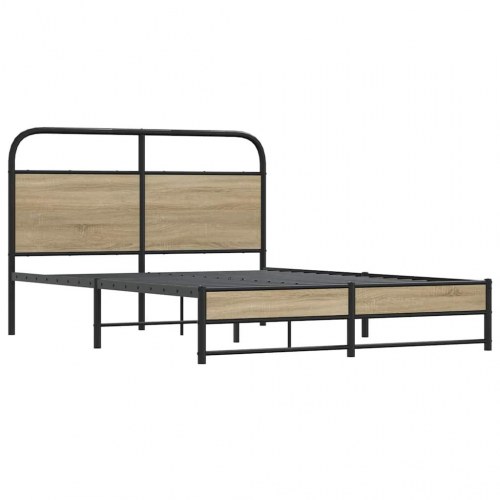 Sengeramme 135 x 190 cm med sengegavl - røget eg