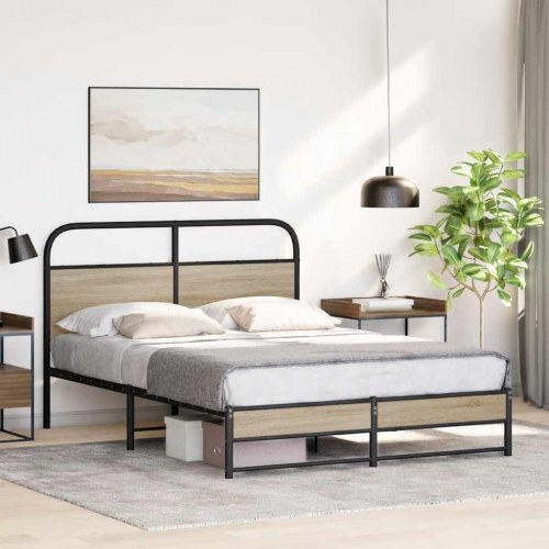 Sengeramme 135 x 190 cm med sengegavl - røget eg