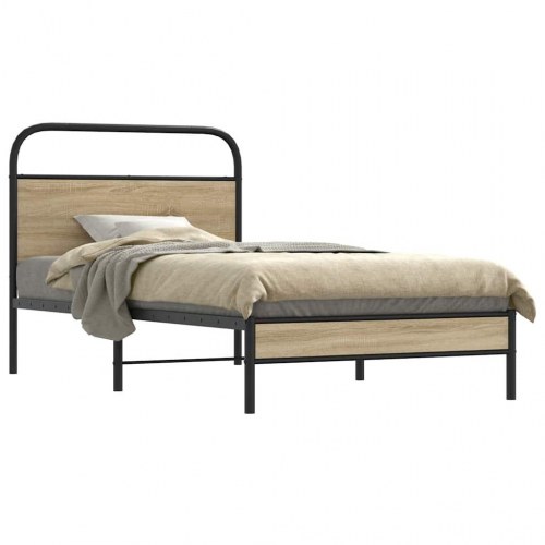 Sengeramme 107 x 203 cm med sengegavl - røget egetræ
