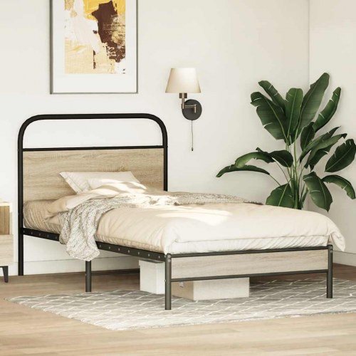Sengeramme 107 x 203 cm med sengegavl - røget egetræ