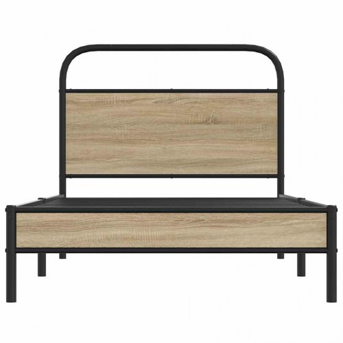 Sengeramme 107 x 203 cm med sengegavl - røget egetræ