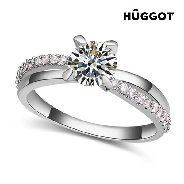Hûggot You & Me rhodiumbelagt ring med zirkoner 18,1 mm