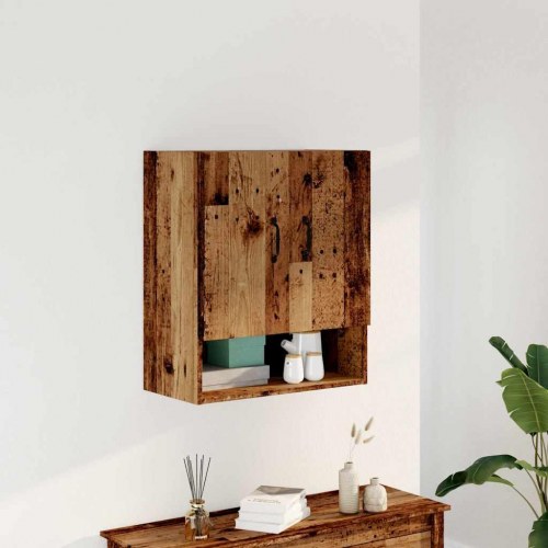 Vægskab 60×31×70 cm i konstrueret træ - antikt trælook