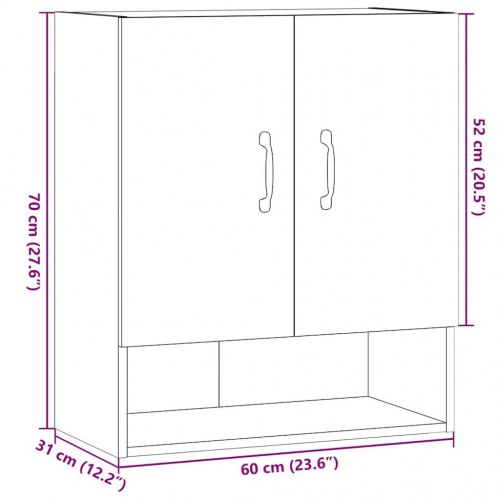 Vægskab 60×31×70 cm i konstrueret træ - antikt trælook