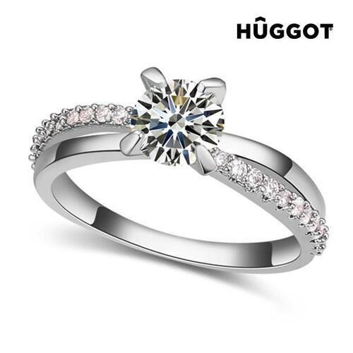Hûggot You & Me rhodiumbelagt ring med zirkoner 16,8 mm