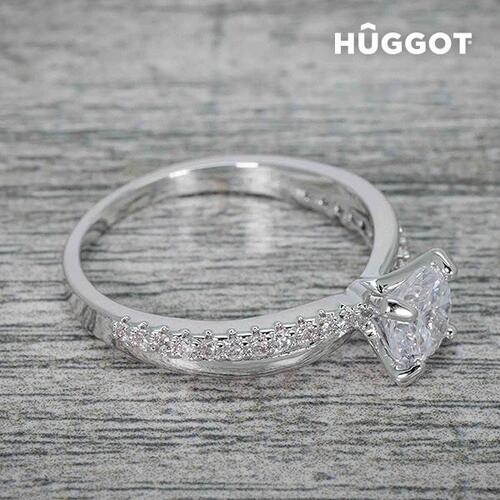 Hûggot You & Me rhodiumbelagt ring med zirkoner 16,8 mm