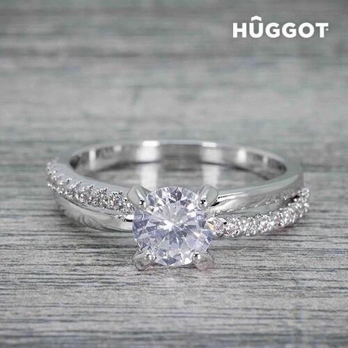 Hûggot You & Me rhodiumbelagt ring med zirkoner 16,8 mm