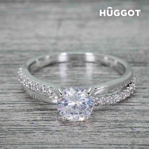 Hûggot You & Me rhodiumbelagt ring med zirkoner 16,8 mm