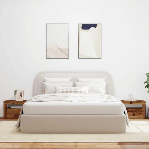 Sengeborde med LED-lys - 2 stk., 60×35×40 cm, antikt træ