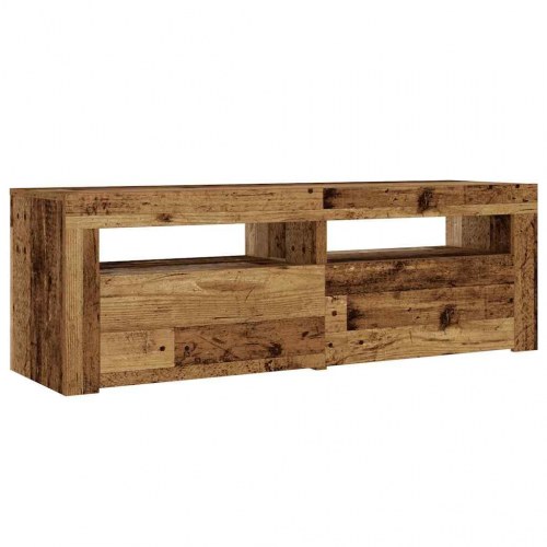 Sengeborde med LED-lys - 2 stk., 60×35×40 cm, antikt træ