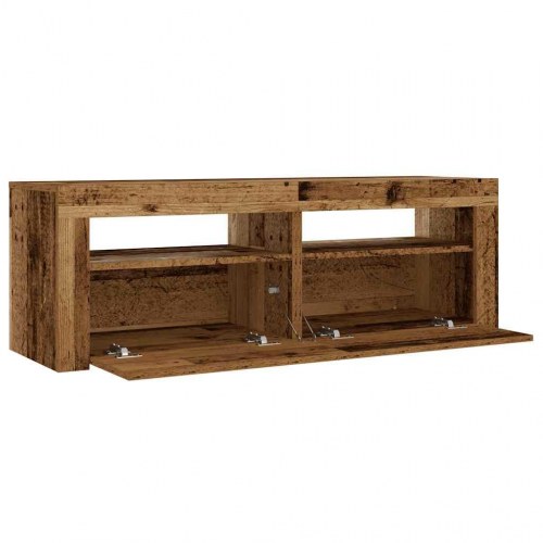Sengeborde med LED-lys - 2 stk., 60×35×40 cm, antikt træ