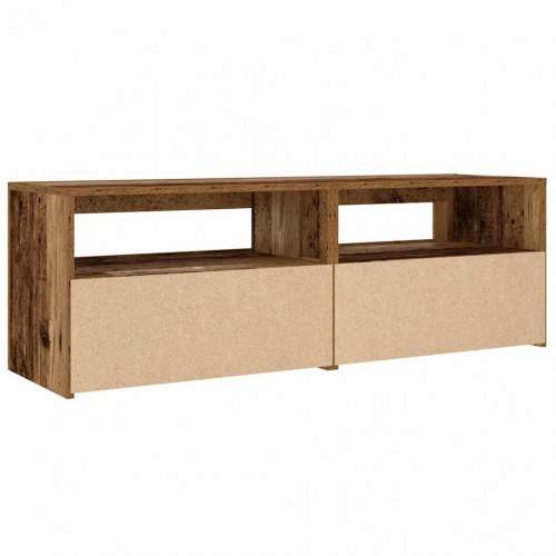 Sengeborde med LED-lys - 2 stk., 60×35×40 cm, antikt træ